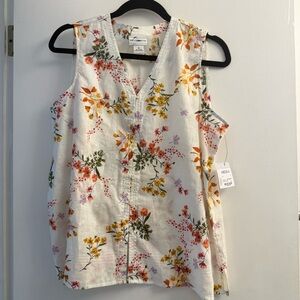 Liz Claiborne Linen Cotton Sunlight Floralfloral top